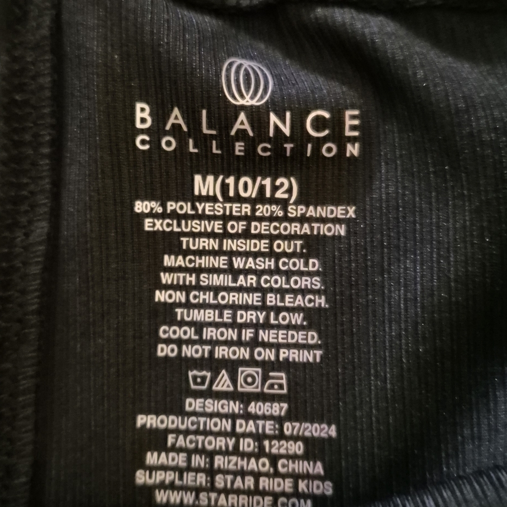 NEW Balance Collection Girls M 10/12 Ribbed Black Leggings w Pockets - Picture 6 of 7